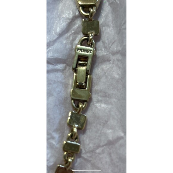 Monet Deep Red Enameled Necklace 16-18 Inches Gold Tone Extenders Signed - Picture 9 of 10